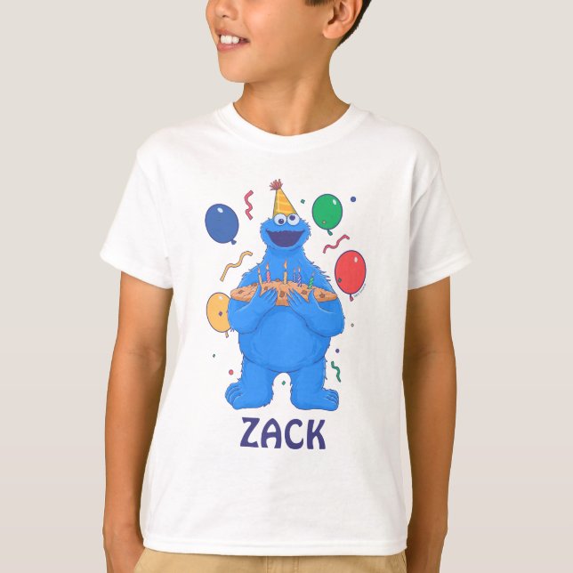 Cookie Monster Birthday Balloons T-Shirt (Front)