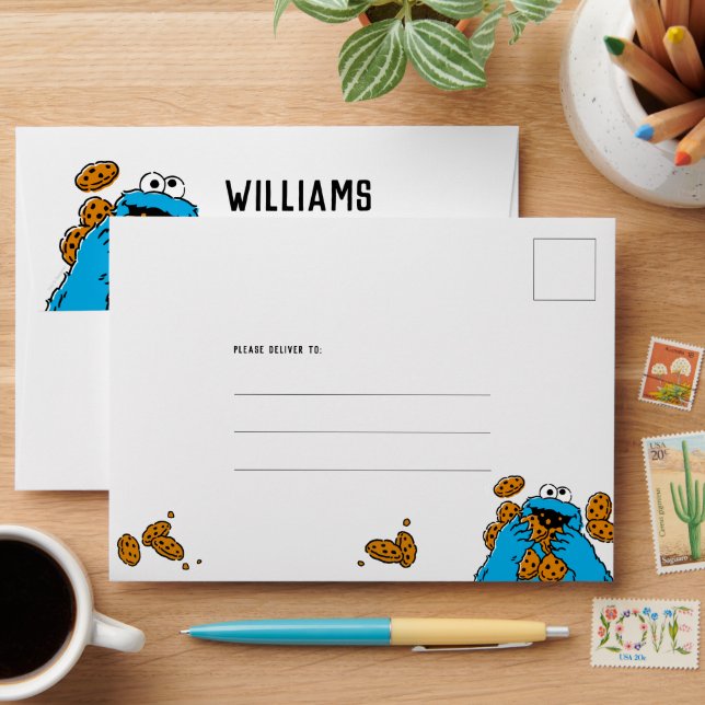 Cookie Monster Birthday Chalkboard Addressed Envelope (Desk)