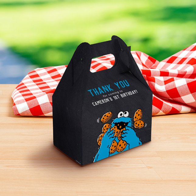 Cookie Monster Birthday Chalkboard Favour Box (Favor Box on table)