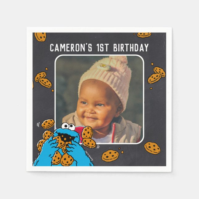 Cookie Monster Birthday Chalkboard Napkin (Front)