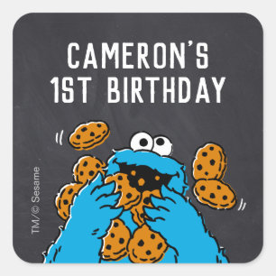Cookie Monster Birthday Chalkboard Square Sticker