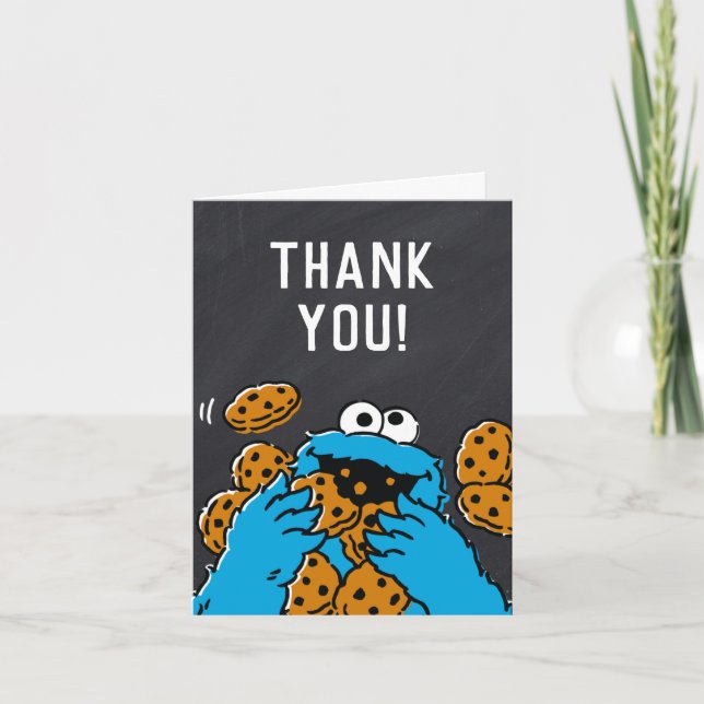 Cookie Monster Birthday Chalkboard Thank You (Front)