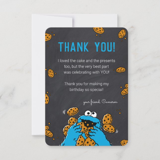 Cookie Monster Birthday Chalkboard Thank You Invit Invitation (Front)