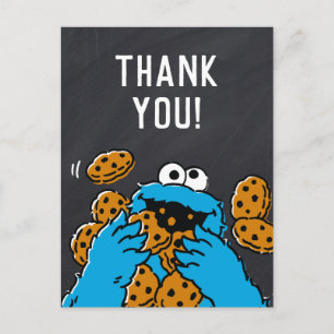 Cookie Monster Birthday Chalkboard Thank You Postcard