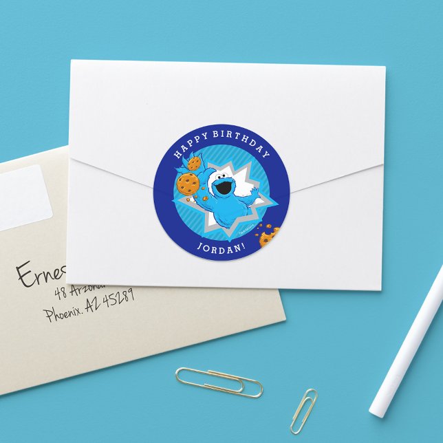 Cookie Monster Birthday Classic Round Sticker (Creator Uploaded)