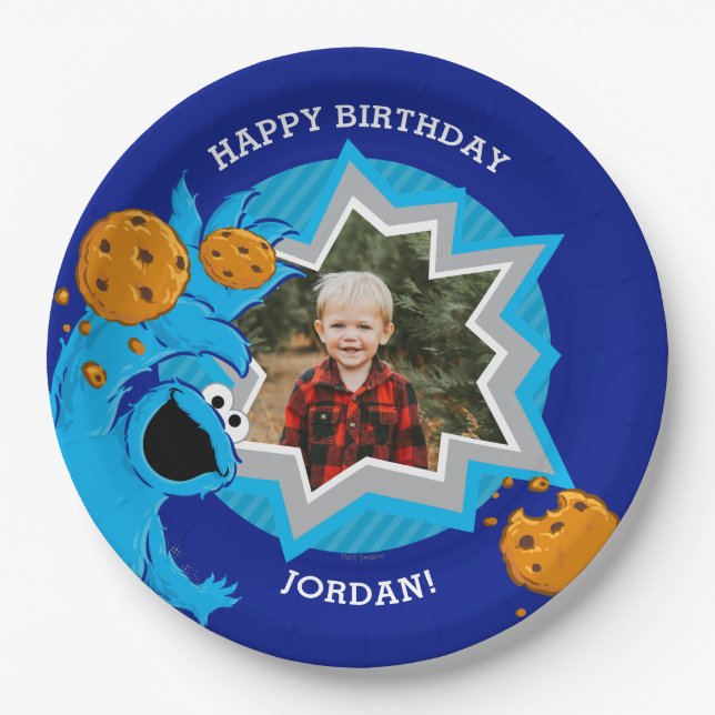 Cookie Monster Birthday Paper Plate (Front)