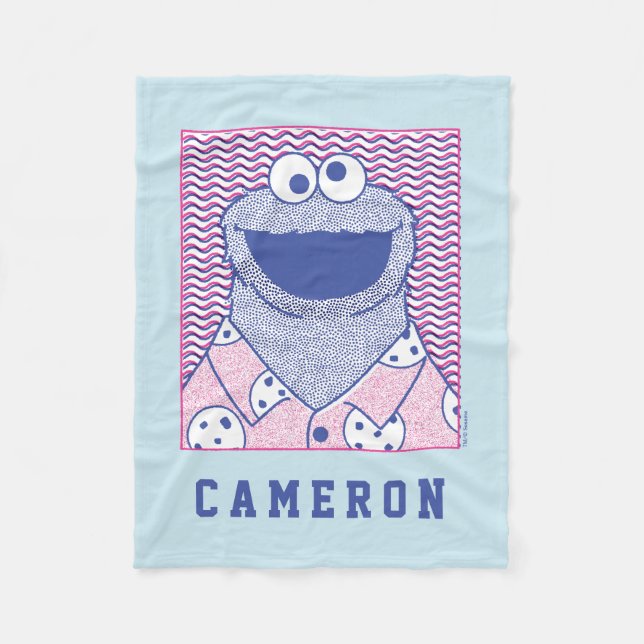 Cookie Monster | Button Down Cookie Shirt Fleece Blanket (Front)