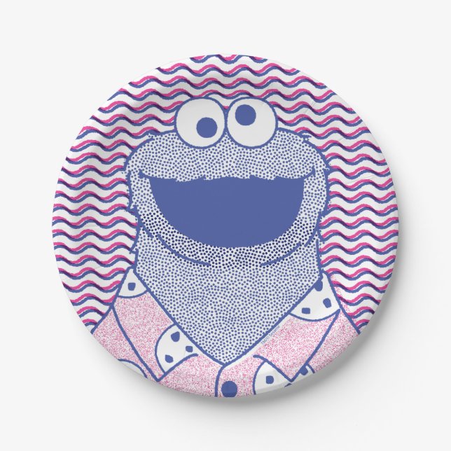 Cookie Monster | Button Down Cookie Shirt Paper Plate (Front)