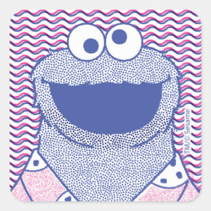 Cookie Monster Button Down Cookie Shirt Square Sticker