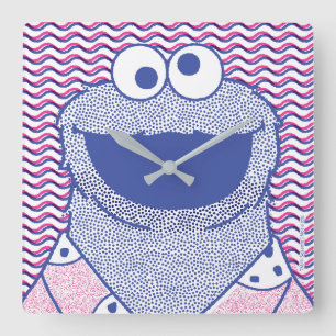 Cookie Monster Button Down Cookie Shirt Square Wall Clock