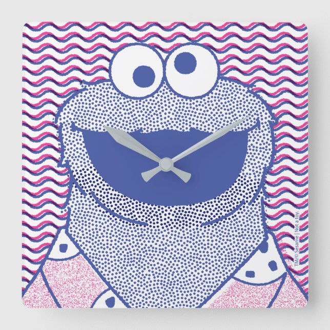 Cookie Monster | Button Down Cookie Shirt Square Wall Clock (Front)