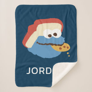 Cookie Monster Camp Cookies Add Your Name Sherpa Blanket