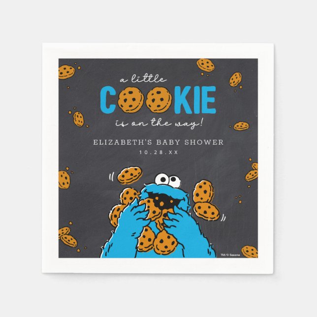 Cookie Monster Chalkboard Baby Shower Napkin (Front)