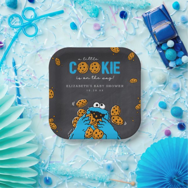 Cookie Monster Chalkboard Baby Shower Paper Plate (Party)