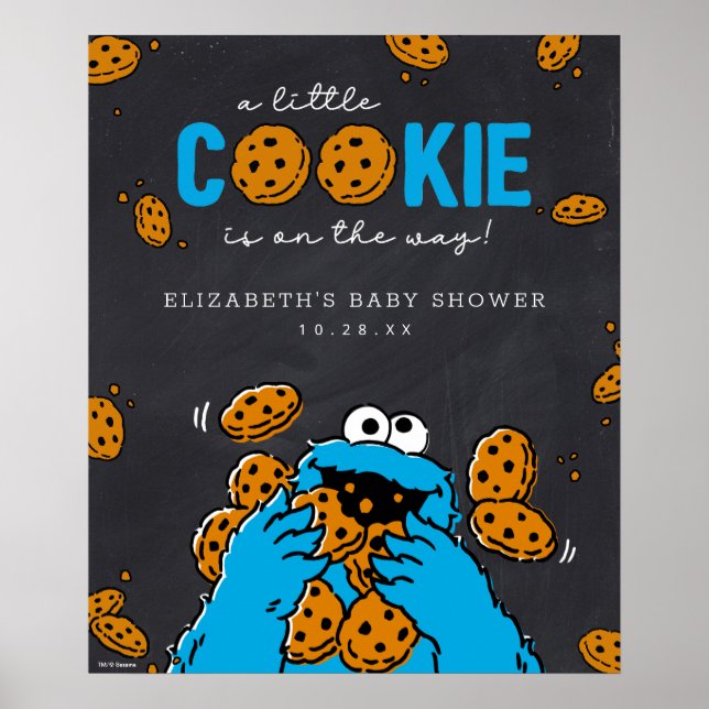 Cookie Monster Chalkboard Baby Shower Welcome Poster (Front)
