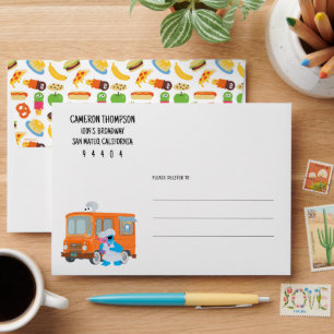 Cookie Monster Chalkboard Food Truck Birthday Envelope