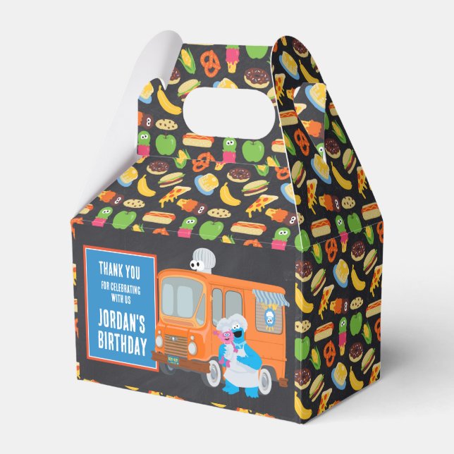 Cookie Monster Chalkboard Food Truck Birthday Favour Box (Front Side)
