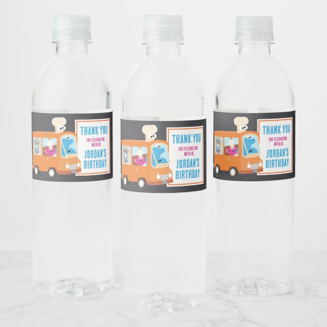 Cookie Monster Chalkboard Foodie Truck Water Bottle Label (Bottles)