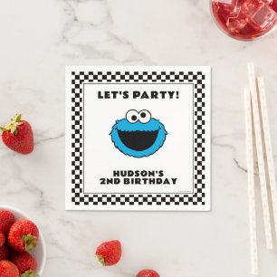 Cookie Monster Checkerboard Birthday Napkin