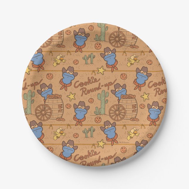Cookie Monster | Cookie Round-Up Pattern Paper Plate (Front)
