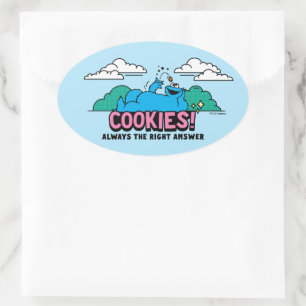 Cookie Monster Cookies Always the Right Answer Oval Sticker