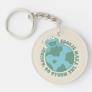 Cookie Monster Cookies Make the World Go Round Key Ring
