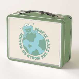 Cookie Monster Cookies Make the World Go Round Metal Lunch Box
