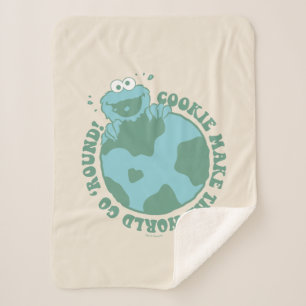 Cookie Monster Cookies Make the World Go Round Sherpa Blanket
