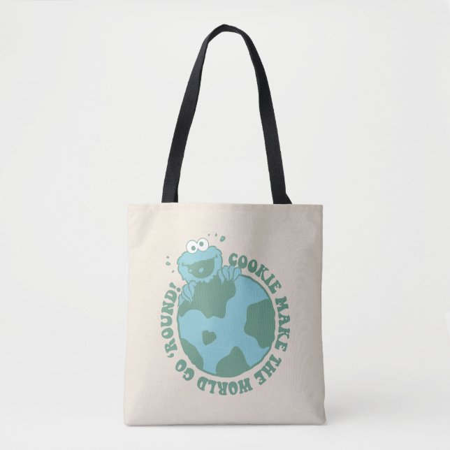 Cookie Monster | Cookies Make the World Go Round Tote Bag (Front)