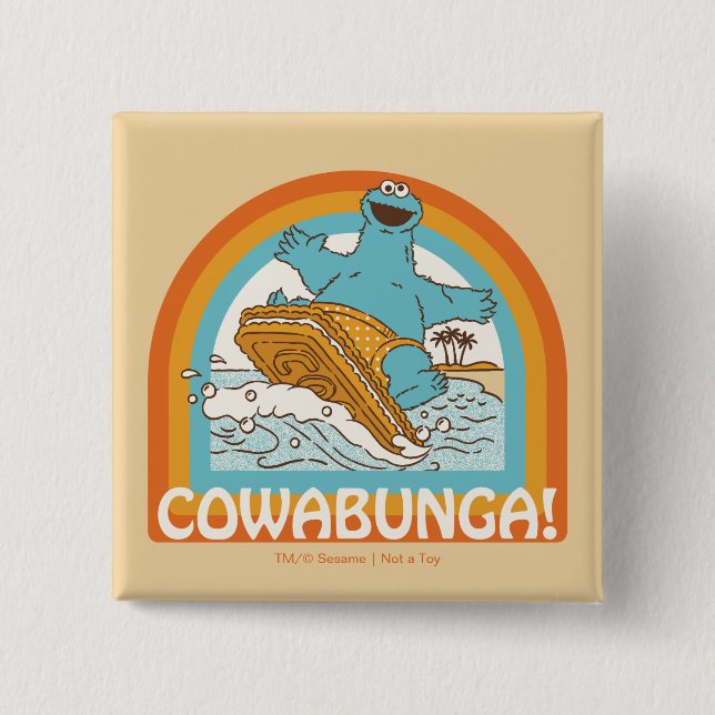 Cookie Monster Cowabunga! 15 Cm Square Badge (Front)