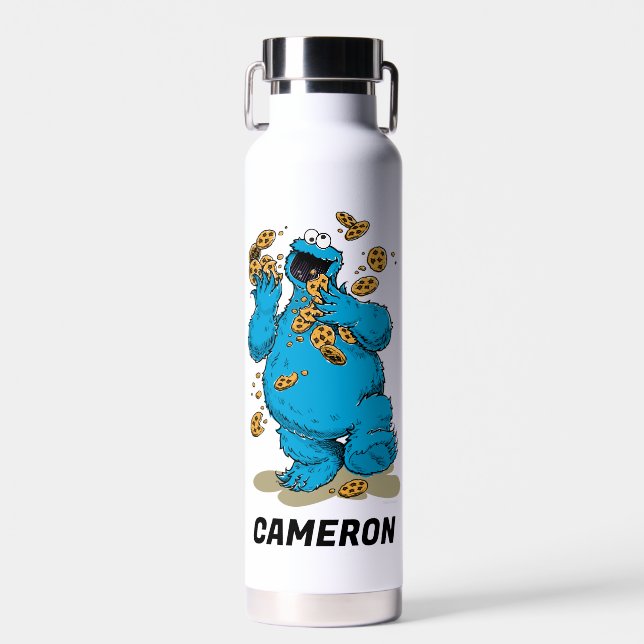 Cookie Monster Crazy Cookies | Add Your Name Water Bottle (Front)