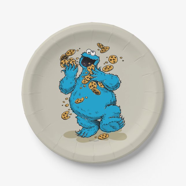 Cookie Monster Crazy Cookies Paper Plate (Front)