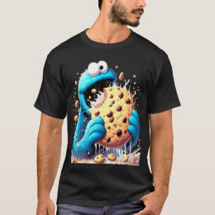Cookie Monster Devouring a Giant Chocolate Chip T-Shirt