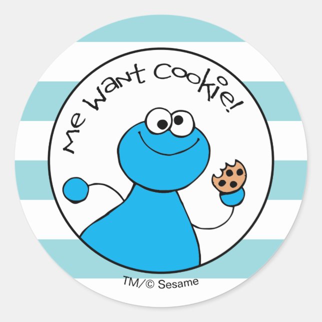 Cookie Monster Doodley Graphic Classic Round Sticker (Front)