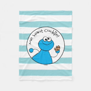 Cookie Monster Doodley Graphic Fleece Blanket