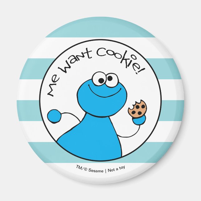 Cookie Monster Doodley Graphic Magnet (Front)