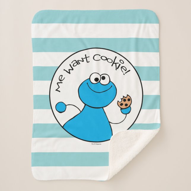 Cookie Monster Doodley Graphic Sherpa Blanket (Front)