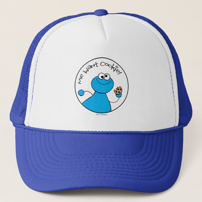 Cookie Monster Doodley Graphic Trucker Hat (Front)