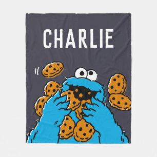 Cookie Monster Eating All the Cookies Fleece Blanket