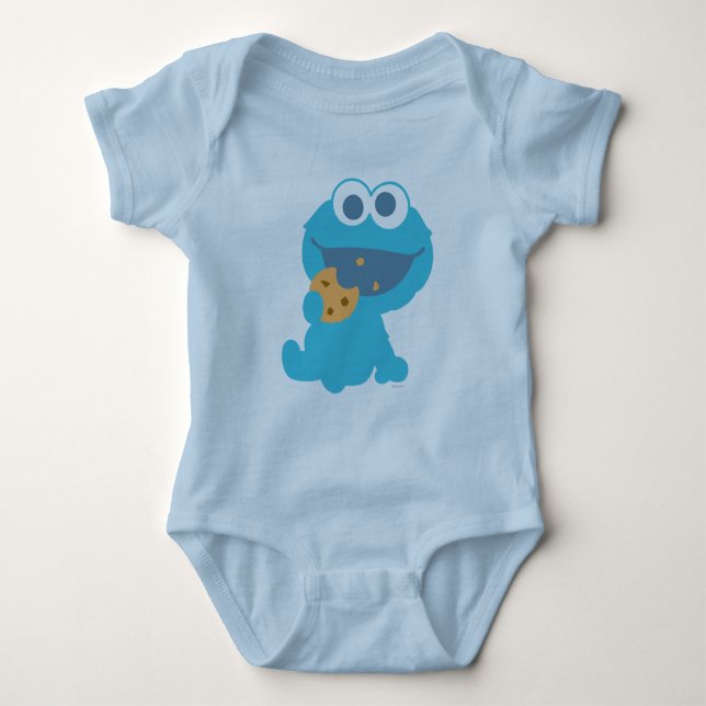 Cookie Monster Eating Cookie Baby Bodysuit (Front)