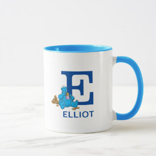 Cookie Monster Eating Cookies Name & Monogram E Mug