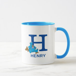 Cookie Monster Eating Cookies Name & Monogram H Mug