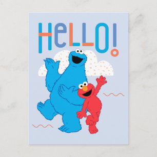 Cookie Monster & Elmo Hello! Postcard