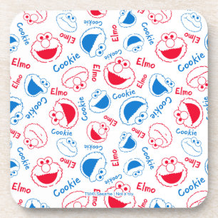 Cookie Monster & Elmo   Red & Blue Pattern Coaster