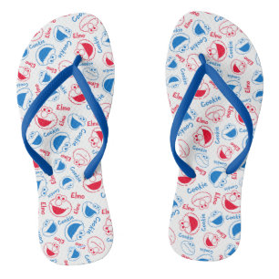 Cookie Monster & Elmo Red & Blue Pattern Flip Flops