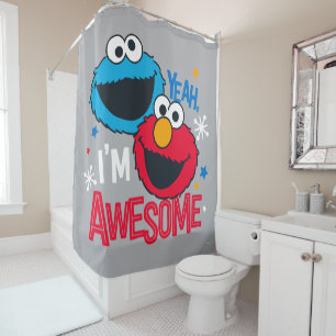 Cookie Monster & Elmo   Yeah, I'm Awesome Shower Curtain
