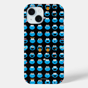 Cookie Monster Emoji Pattern iPhone 15 Case