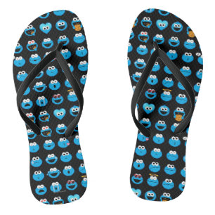 Cookie Monster Emoji Pattern Flip Flops