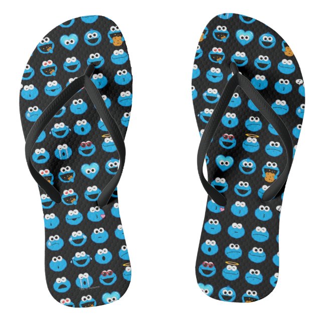 Cookie Monster Emoji Pattern Flip Flops (Footbed)