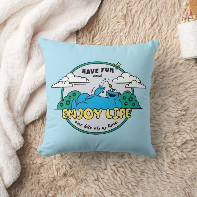 Cookie Monster | Enjoy Life One Bite at a Time Cushion (Blanket)